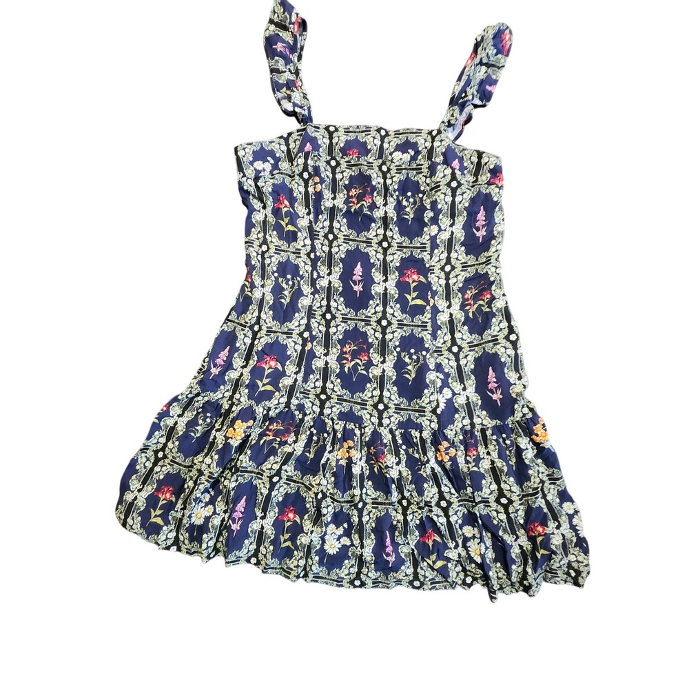 Agua Bendita x Target Dress Womens Medium Blue Floral Ruffle Strap Mini Dress